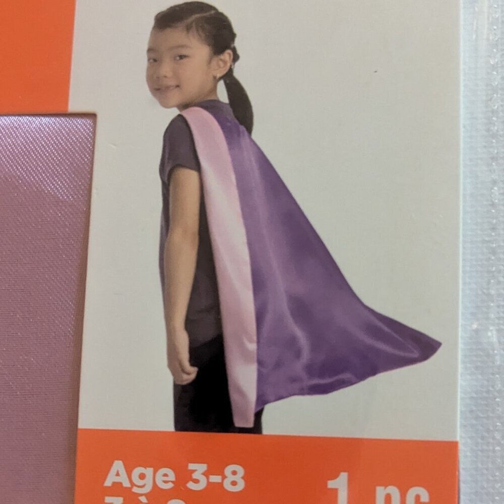 NWT Pink Purple Super Hero Princess Satin Cape Kids' Costume Michael's Xmas Gift